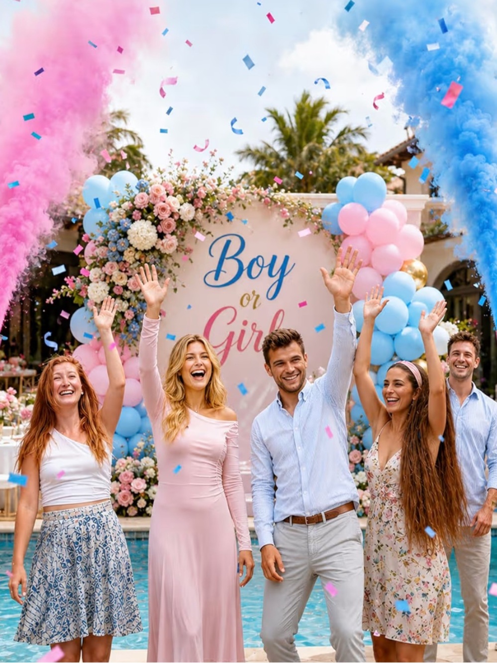 (2) Gender Reveal Confetti + Smoke Poppers -- BLUE -- NEW